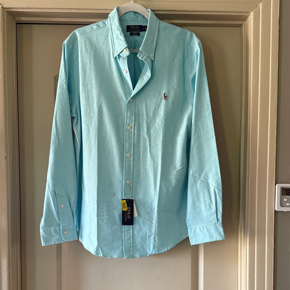 Polo by Ralph Lauren Men's Aqua Button Down Shirt